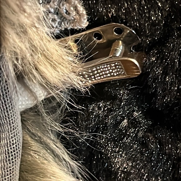 By Joseph black crush fabric with faux fur trim and lace detail jacket size L - Picture 6 of 8